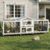 PetsCosset Double Rabbit Hutch Outdoor Indoor Large Bunny Cage with Dual Side Runs, 2-Story Wooden Hutch with 4 Leak Proof Trays, 8 Wheels, Waterproof Roof, Ramp, for Small to Medium Animals