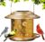 Solar Bird Feeders for Outdoors, Weatherproof Metal Bird Feeder, Outside Hanging Birdfeeder Lantern with Flowers Pattern for Courtyard Garden Decoration