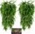 HERCOCCI 2 Pack Reptile Plants, Terrarium Hanging Plants Vines Artificial Leaves Habitat Decorations with Suction Cup for Bearded Dragon Hermit Crab Lizard Snake Geckos Chameleon