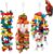 Seenelling 3 Pcs Extra Large Bird Parrot Toy Multicolored Natural Wooden Parrot Cage Chewing Toys for Large Medium Macaws Cockatoos African Grey Birds (Block and Rope)