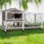 GUTINNEEN Rabbit Cage Indoor Bunny Hutch with Chew-Proof Ramp – 2 Story Guinea Pig Cages Outdoor with 6 Wheels, Leakproof Pull-Out Tray for Rabbits, Guinea Pigs (Brown)
