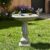 SKYFIRE 23.8″ Tall Pedestal Bird Bath for Outdoor, Antique Weathered Concrete Birdbath with Decorative Carving, Durable Freestanding Fiber-Reinforced Cement Bird Bath for Garden, Patio, Lawn, Backyard