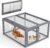 COZIWOW Chicken Coop Run Rabbit Hutch, Portable Chicken Cage Pens with Top & Side Opening Doors, Folding Wooden Chicken Coop, Outdoor Indoor Small Animal Playpen, Chicken Brooder Box, 43.3Inch (Grey)