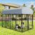 8x4x6 FT Dog Kennel Outdoor for Large Dogs, Dog Enclosure Outside | Dog Cage Pet House with UV-Resistant Waterproof Cover, Double Safety Locks, Rotating Feeding Bowls